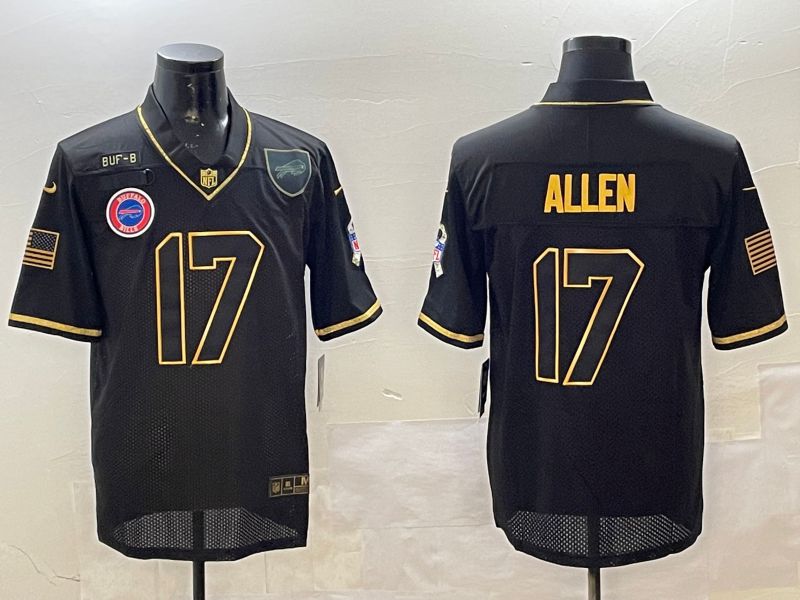 Men Buffalo Bills #17 Allen Black Gold 2025 Nike Limited NFL Jersey style 3